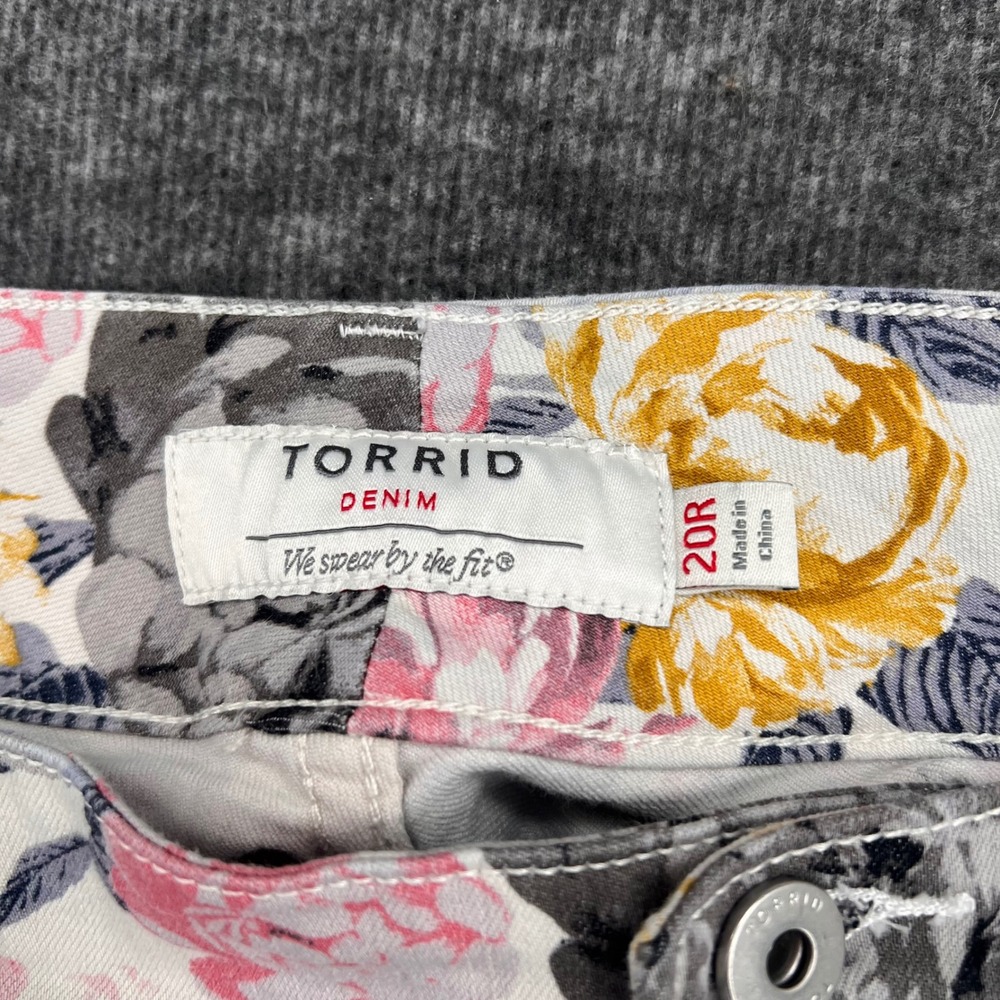 Torrid Denim Floral Print Jeggings Womens 20R Pink Yellow Blue Skinny High Rise - Picture 5 of 16